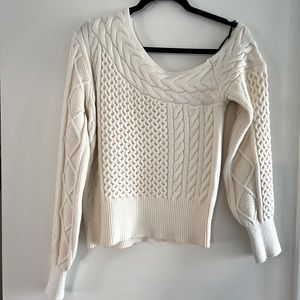 Off the shoulder cable knit sweater